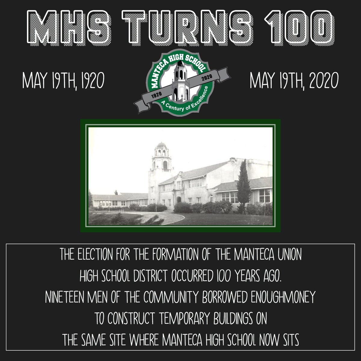 HAPPY 100 YEAR BIRTHDAY MANTECA HIGH! #buffalostrong #honorthecode #atraditionofexcellence #100yearoldschool