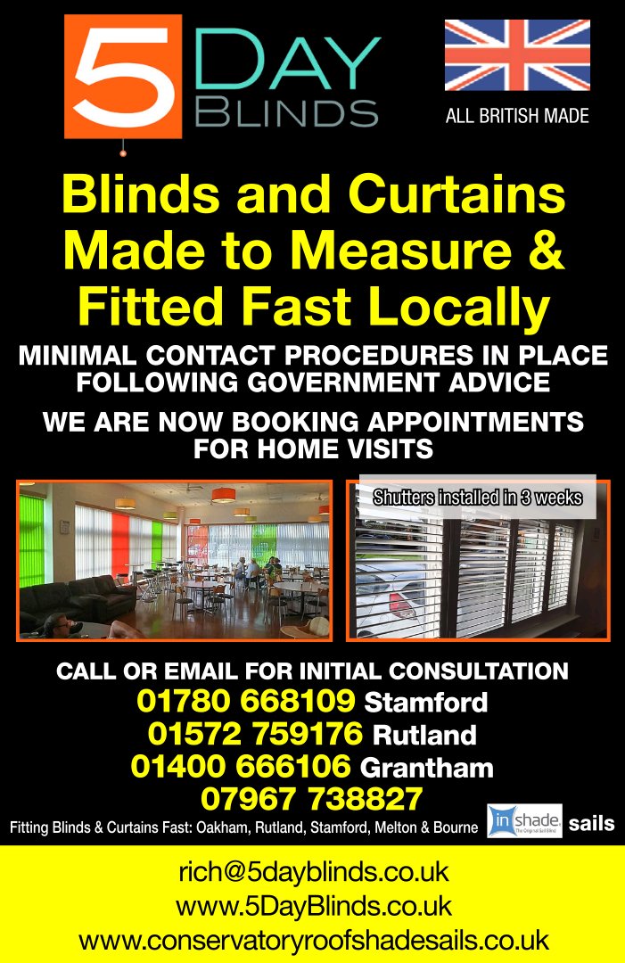 If I can help with any of your clients James we are offering free Quotes before a visit to measure &amp; we will then follow social distancing rules, We now offer British Made Shutters made &amp; installed in 3-4 weeks 5dayblinds.co.uk