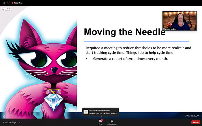 liveonpurpose's tweet image. The cutest slide avatar from this morning #STC2020 #STCsummit #STC20 @STC_Summit from Shannon McCue teaching us Kanban lessons learned