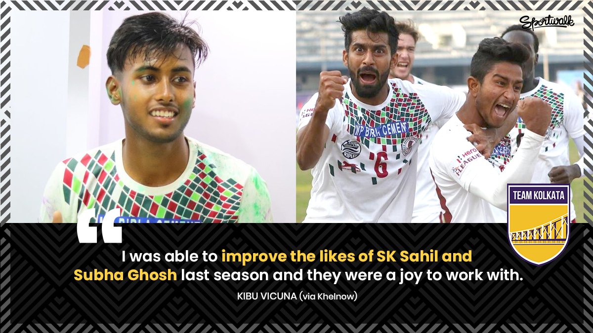 teamkolkataIN's tweet photo. 💚💚 YOUNG DYNAMOS! @lakibuteka sees a bright future for the @Mohun_Bagan duo, SK Sahil and Subha Ghosh 🔥
📸 @ILeagueOfficial | #atk #joymb #atkfc #kibuvicuna #mohunbagan #mb #ileague #kolkata #maidan #sobujmaroon #indianfootball #heroileague #teamkolkata #sportwalk https://t.co/glYvluiuSF