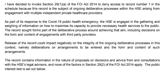 Section 29 has been invoked on the basis that the agreement is still under deliberation. Release of it could "impact negatively on the integrity" of that: