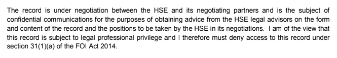 For good measure, they also invoked Section 31 saying agreement was subject of confidential communications for the purposes of obtaining legal advice. They believe the record is "subject to legal professional privilege". No public interest test is required for this exemption: