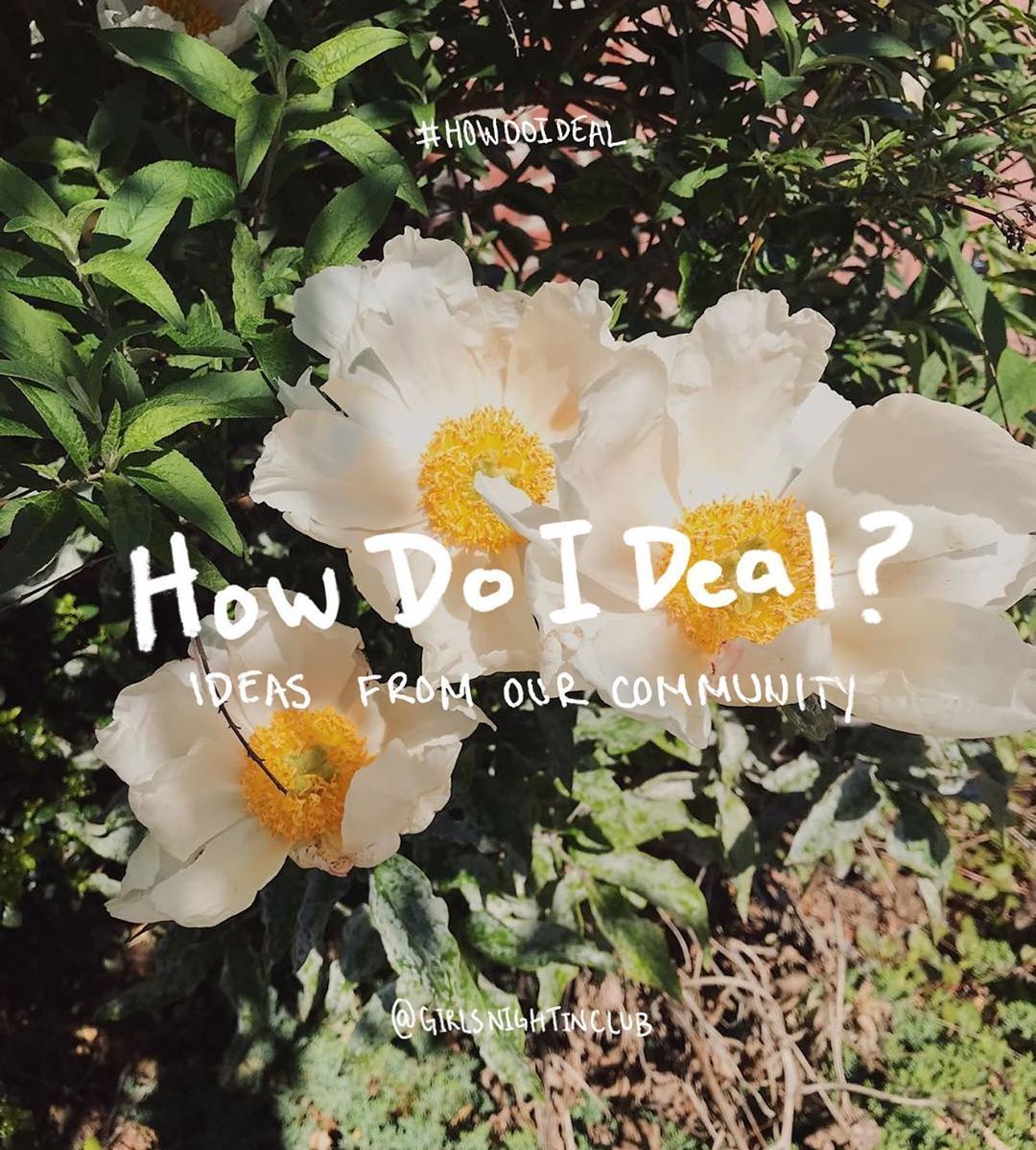 girlsnightinHQ's tweet photo. Thanks for sharing how you're dealing with ~the state of things~ right now. 🙏 Check out our Instagram to see what you said. #howdoideal #MentalHealthAwarenessMonth https://t.co/8Zm9VZtrVr https://t.co/pB1rTUEuEY