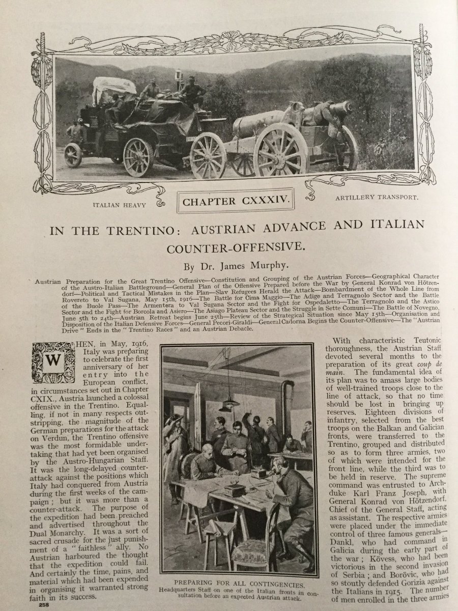 In the Trentino: Austrian Advance & Italian Counter-AttackThe Great War Vol 7 Wilson / Hammerton 1916Tom, Andy, others, these vols were current of the time, here 1916, so of interest as to truth shared, embellished, hidden & or misunderstood plus pictures...to cont...1/13