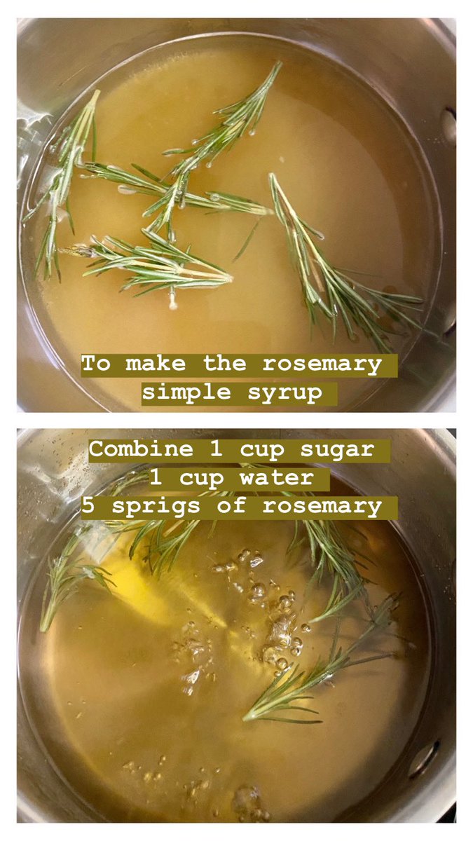 First, make the rosemary simple syrup. You’ll have plenty left over, it can last up to a month refrigerated.