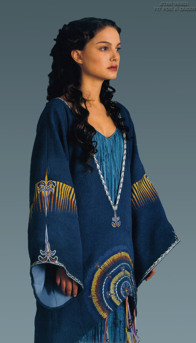 22. blue sunburst (aotc)i used to really dislike this outfit but it's grown on me a ton. probably the most casually dressed we see padme and i love the hard-wearing fabric of the smock contrasted with the beautiful embroidery and fortuny dress underneath.