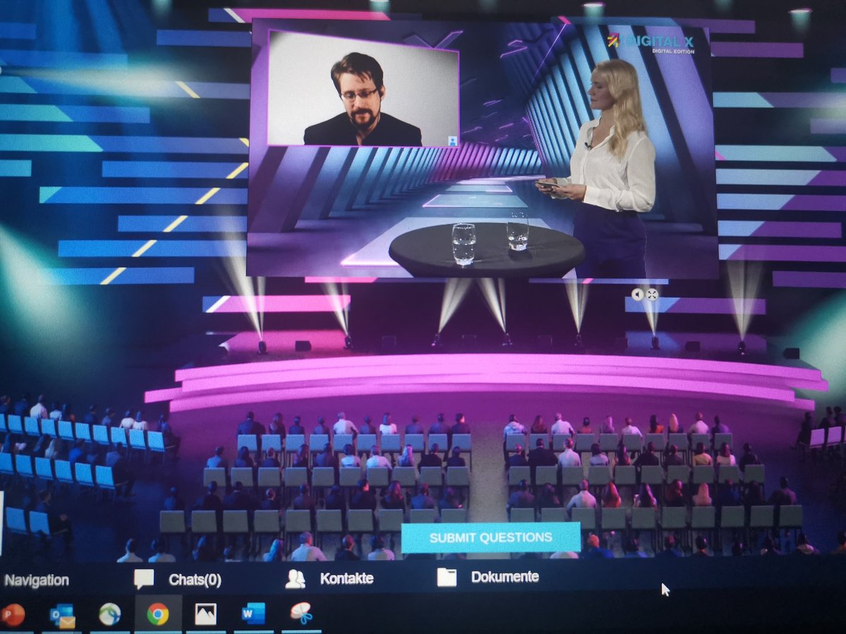 Sehr spannendes Interview mit <a href="/Snowden/">Edward Snowden</a> zum #BNDGesetz "Überwachung läuft in unserem Namen, aber auch gegen uns. Jetzt sehen wir wie Gerichte dagegen ankämpfen und ich sehe das als Meilenstein." @TelekomGK <a href="/deutschetelekom/">Deutsche Telekom</a>