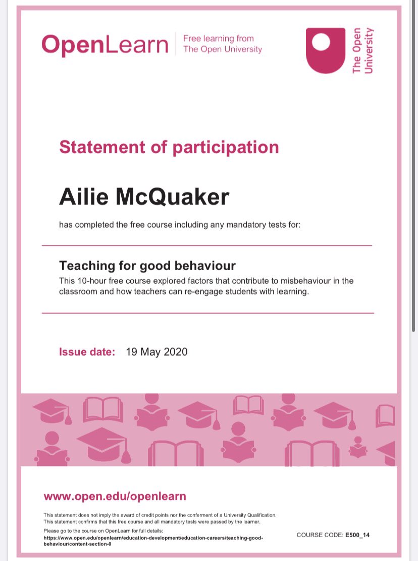 McqMiss's tweet photo. Completed two great online courses today! Great information and advice on making my lessons engaging for all of my future pupils! Can’t wait to put this into practice for my NQT year! 😃📚👩🏻‍🏫 https://t.co/O6V5zTxkSu