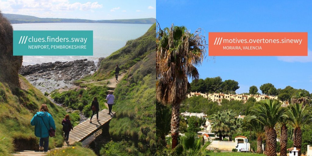 Photo of valley in pembrokshire on left, countryside of valencia on right