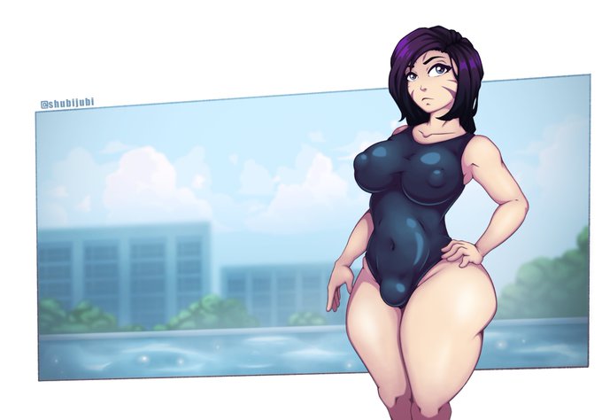 1 pic. [Commish] 
Futa Swimmer, Kai'Sa

New shading technique with this one, pretty pleased with how