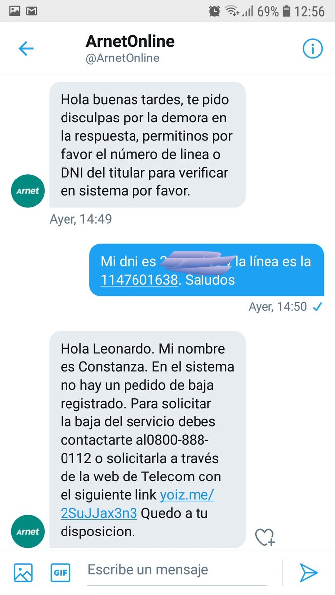 Leo_Agion's tweet photo. @ArnetOnline Me contestan por privado y no resuelven. Mienten. Si sus operadores son inoperantes es su responsabilidad. Exijo la baja a la fecha solicitada y la nota de crédito. https://t.co/uSlaeTtJ3w