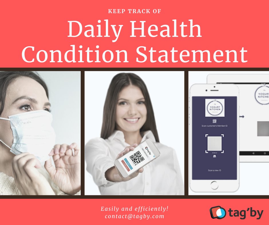 Tagbysocial's tweet photo. Looking for an easy and efficient way to keep track the daily health condition statement, required by law for your employees/students?

We have THE smart and simple solution for you! 
Contact ud today :) contact@tagby.com

#coronavirus #covid19 #tagbyapps #wereinthistogether https://t.co/cbfwqhLHGf