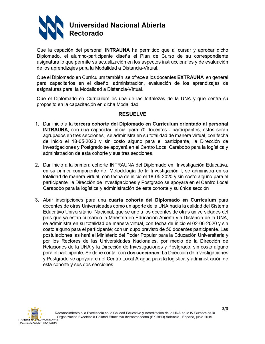 UNALARAOFICIAL's tweet photo. Resolución N° 28
#QuedateEnCasa
#UNASOMOSTODOS
#UNALARA https://t.co/VtxYZ0v5HM