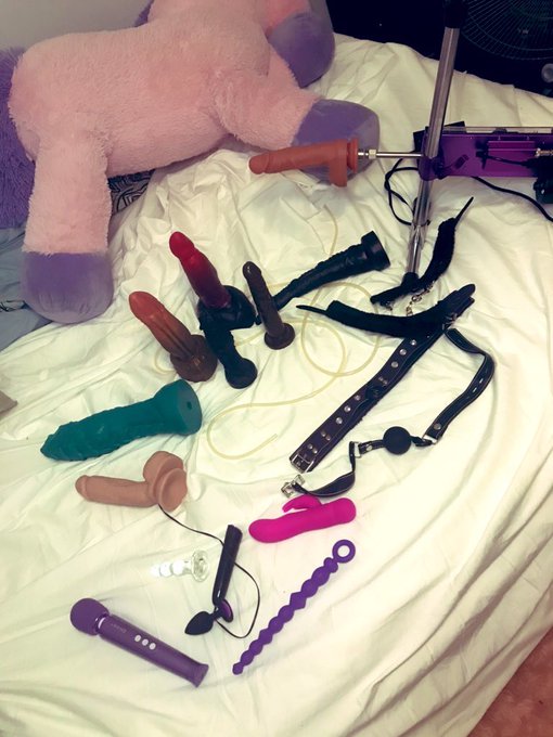 An updated photo of my toy collection 🥰 link below to watch me use them ⬇️ https://t.co/X9Zim4sEUh<a href="/tag/newprofilepic"class="tags"><span>#newprofilepic</span></a>