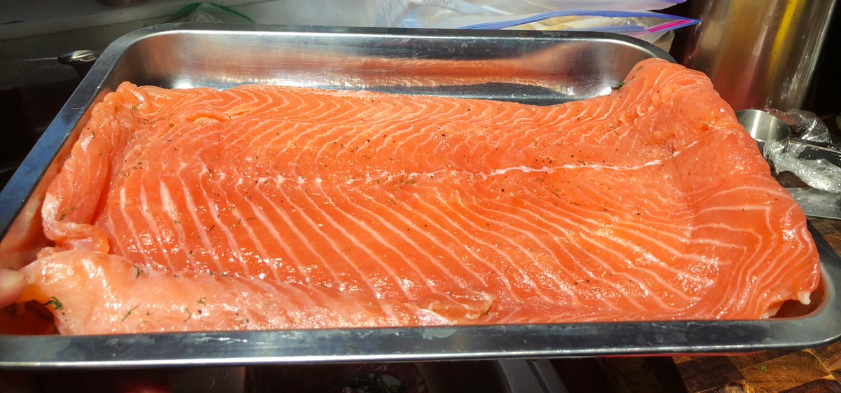 3.5 lbs of homemade gravlax. Costs around $50/lb at the store. I grew the dill used in the cure. Total cost to us? Around $12 per lb.