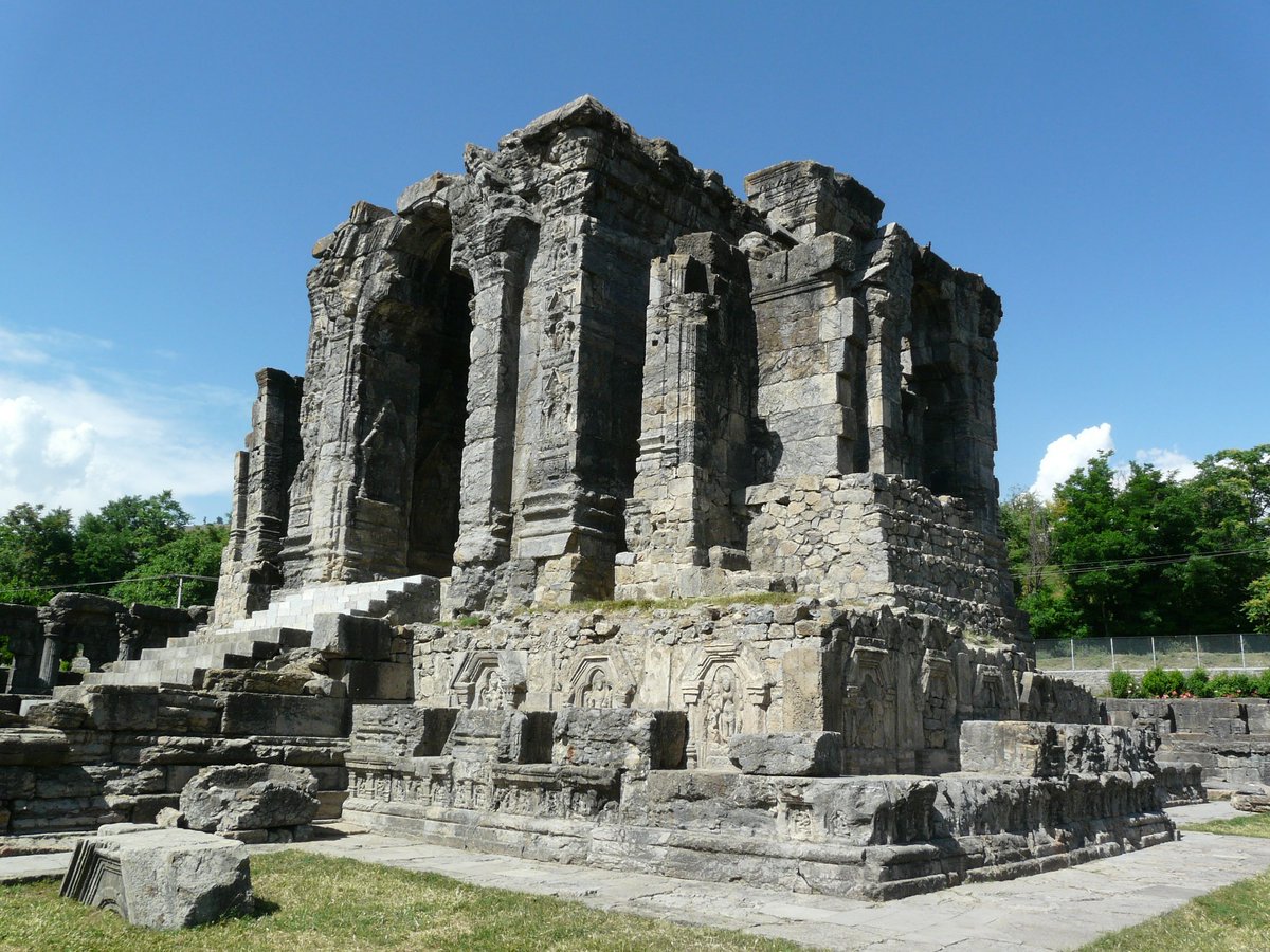 Lalitaditya had been a builder of renown. The ruins of the splendid Sun Temple of Martanda are still the most striking object of ancient Hindu architecture in the Valley. The location of the Temple itself is very prominent.