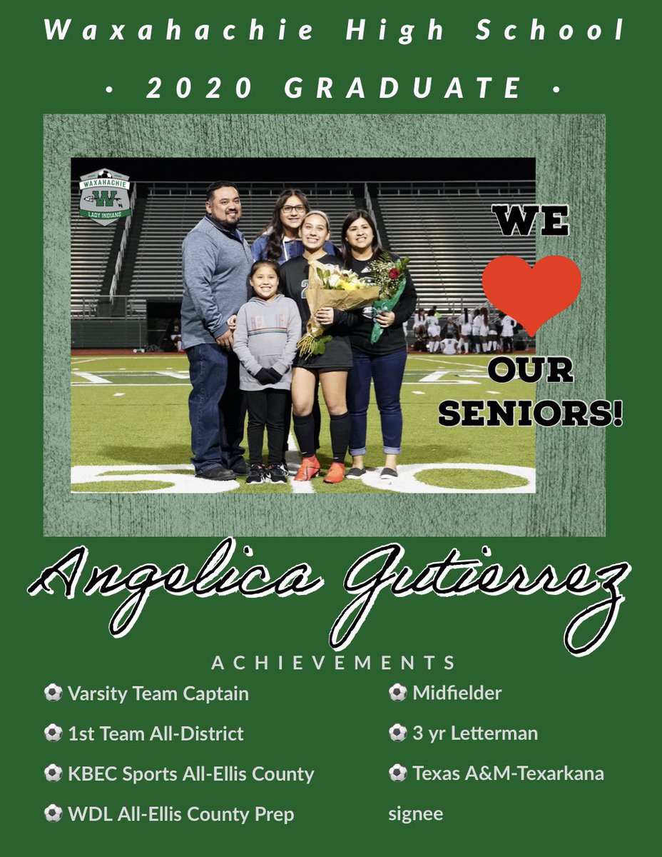 Today’s senior is one of our team captains and midfielders. Angelica (Jelly) has been a pleasure to have in our program and we are looking for her to do great things! #strongertogether <a href="/waxahachiehs/">Waxahachie HS</a>
@ndnathletics <a href="/angelicag023/">Angelica😛</a>