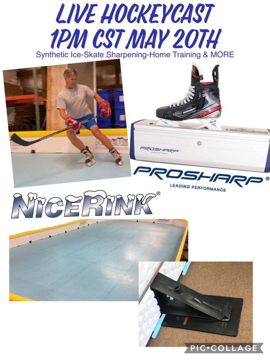 NiceRink's tweet photo. JOIN US LIVE Facebook Zoomcast 1PM CST May 20th
With Jim Stoller of @NiceRink, Shayne Toporowski (17 year pro career) & Joey Tetarenko (9 year pro career) of @prosharp Talking some hockey, today's training environment, #NiceIce synthetic ice & #ProSharp skate sharpeners. https://t.co/MhOVknPU3d