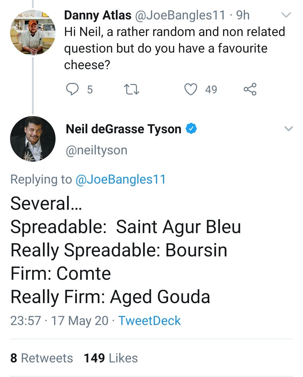 A million thank yous to the wonderful  @Lin_Manuel,  @DaneBaptweets and  @neiltyson for your delectable cheese choicesThe quest never stops! #TuesdayThoughts #tuesdayvibes