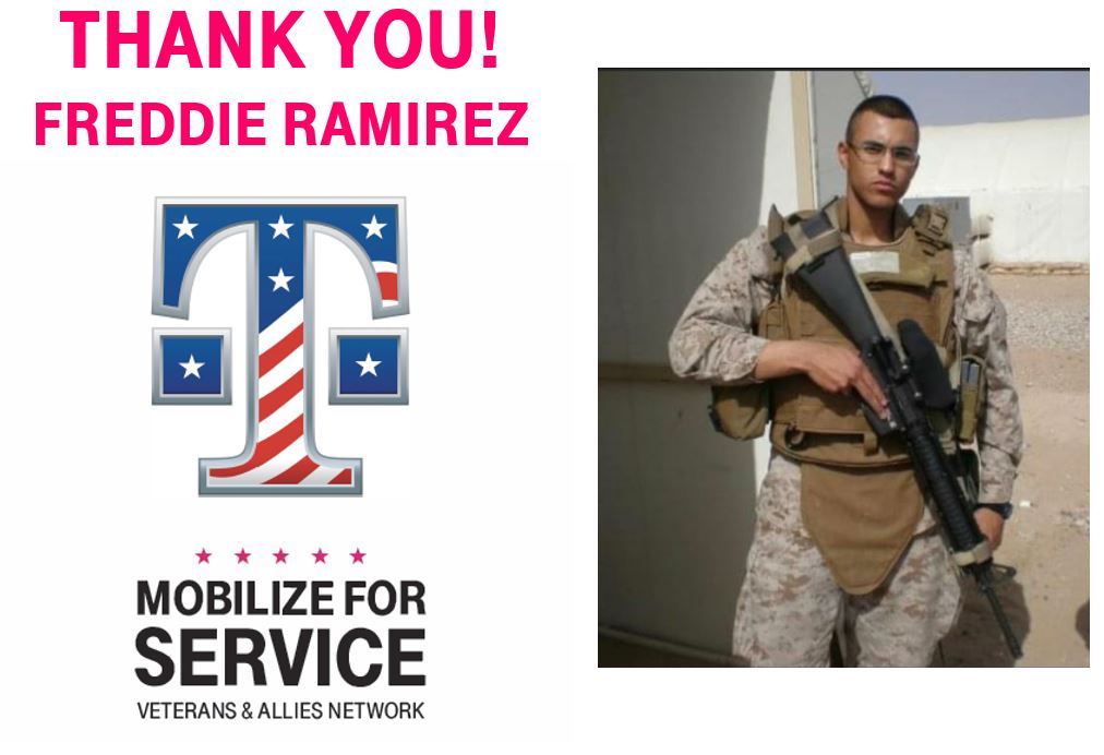 Celebrating another Magenta hero, Freddie Ramirez, who served bravely in the USMC for 8yrs!  Thank you @Tu_camaron09 for your service #MilitaryAppreciationMonth #BeYou #TeamMagenta #NeRules @LLaPresta @jasongrutzius @kirby3james @Mike_Katz @MikeSievert