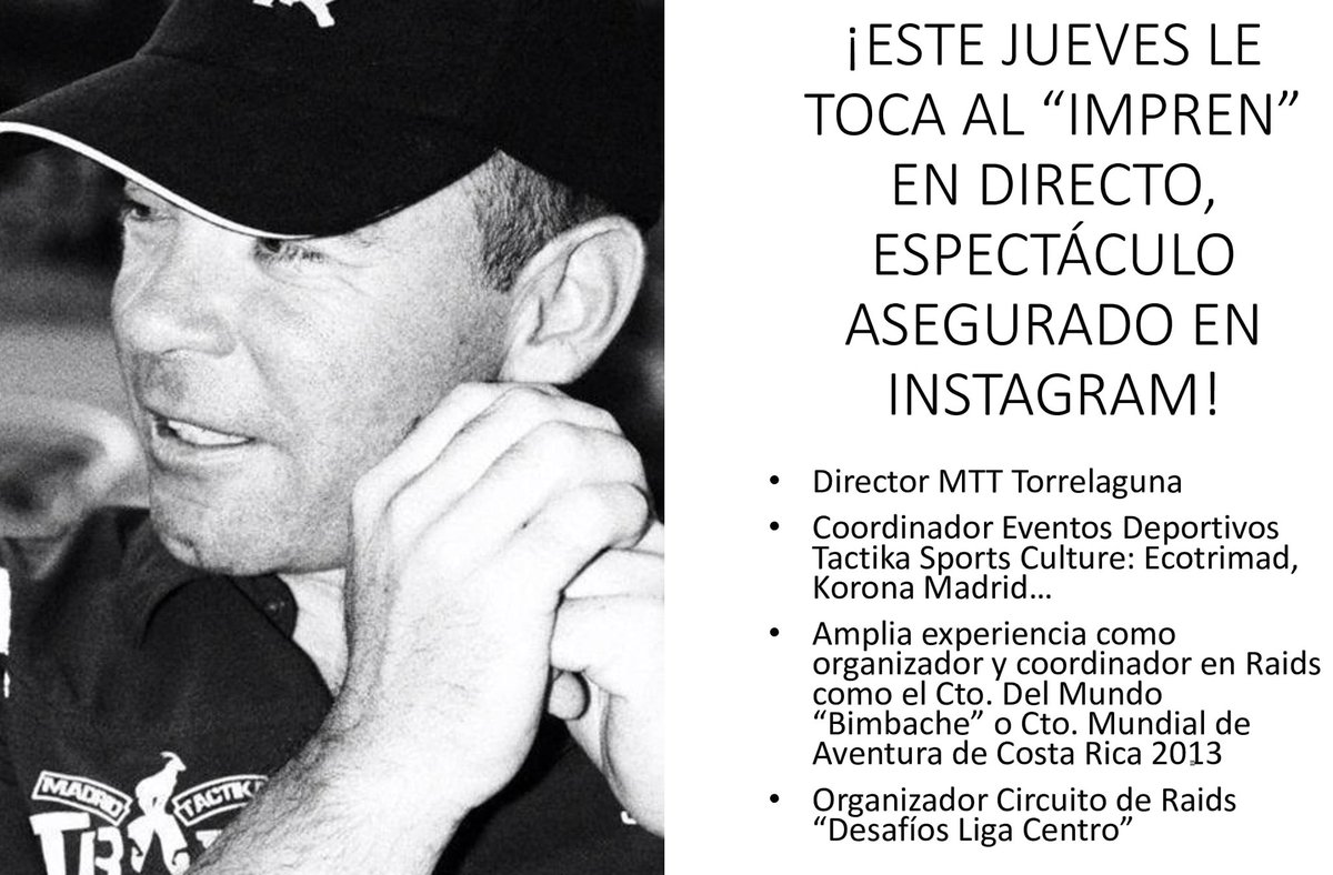 Sí, es la hora del dicharachero IMPREN.
Esta vez no sabemos por dónde discurrirá la entrevista, ni de qué se hablará, pero siendo "EL IMPREN", no va a tener desperdicio alguno...
Este jueves a las 16 en directo en nuestro Instagram y el de <a href="/notrail/">Bosh</a>.es