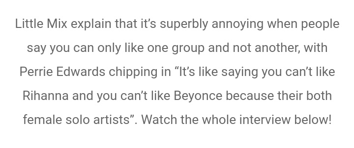 Little Mix on people putting the two groups against each other