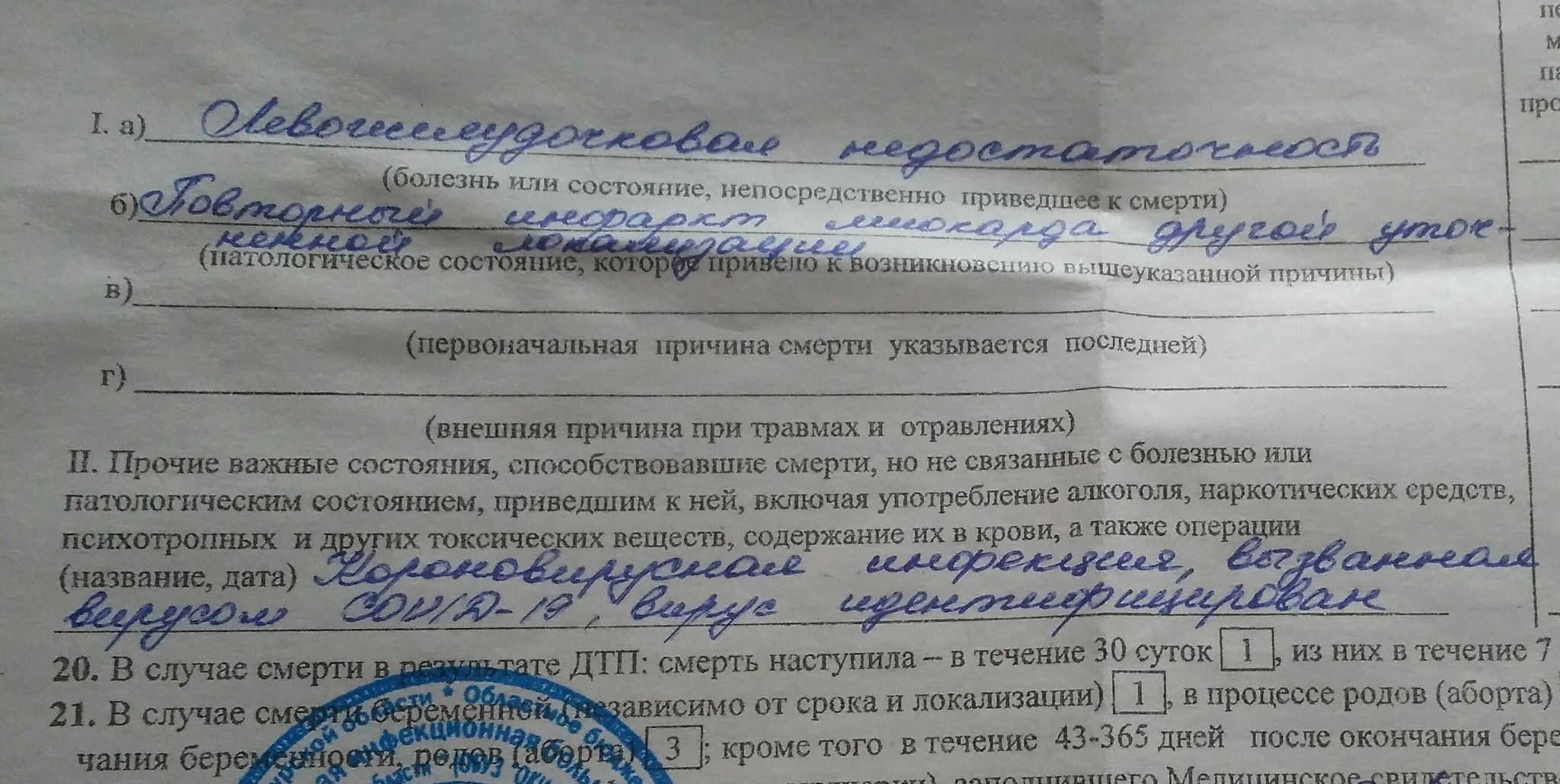 Заключение о смерти