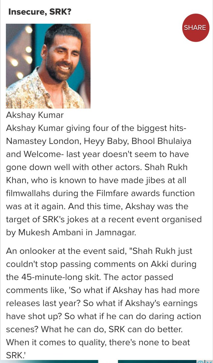 How insecure Srk couldn't handle success of akshay kumar