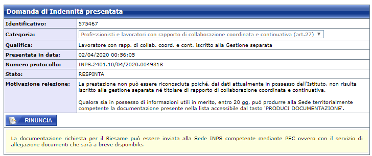 ALBERTOCRIPPA3's tweet photo. @INPS_it Ed ecco che dopo 1 mese e mezzo il finale più ridicolo che ci potesse essere: RESPINTA la domanda di mia moglie per le motivazioni visibili. E' da 8 anni in entrambe le cose. Basta vedere l'estratto conto contributivo sul vostro portale per verificarlo... senza parole https://t.co/oLkAORQCsI