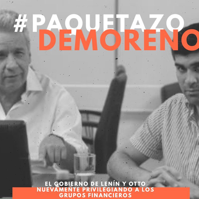 virgiliohernand's tweet photo. ¿Cómo se llama a un gobierno que elimina contribuciones de los más ricos y a cambio de eso se permite disminución de 45% de salarios de trabajadores privados, 25% de empleados públicos, eliminación de subsidios y más despidos?

Gobierno de... @Lenin
#PaquetazoDeMoreno https://t.co/mM3yfahneP