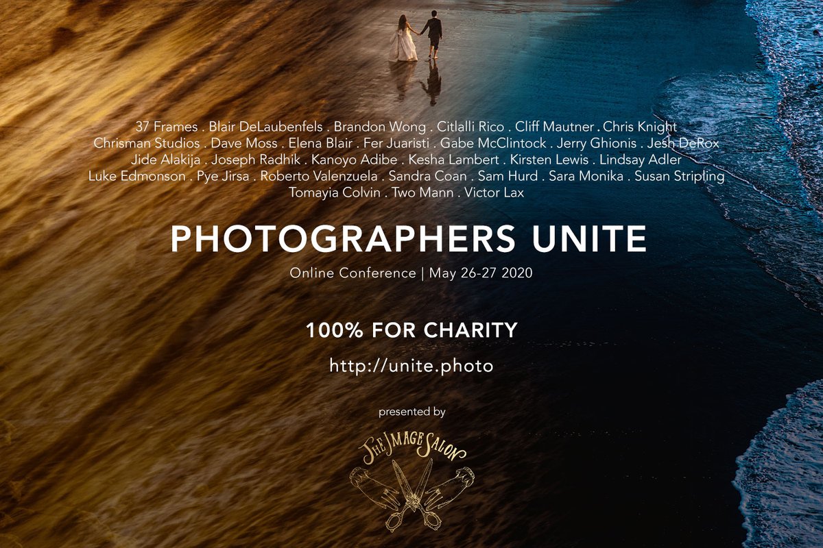 imgsalon's tweet photo. PHOTOGRAPHERS UNITE: https://t.co/gcTdh7ZyGH

A virtual photo conference to raise money for charity, presented by Image Salon​.

Taking place May 26th and 27th 2020, the online conference will feature 20min talks by industry leaders, on a variety of topics. https://t.co/y3a8BVRxII