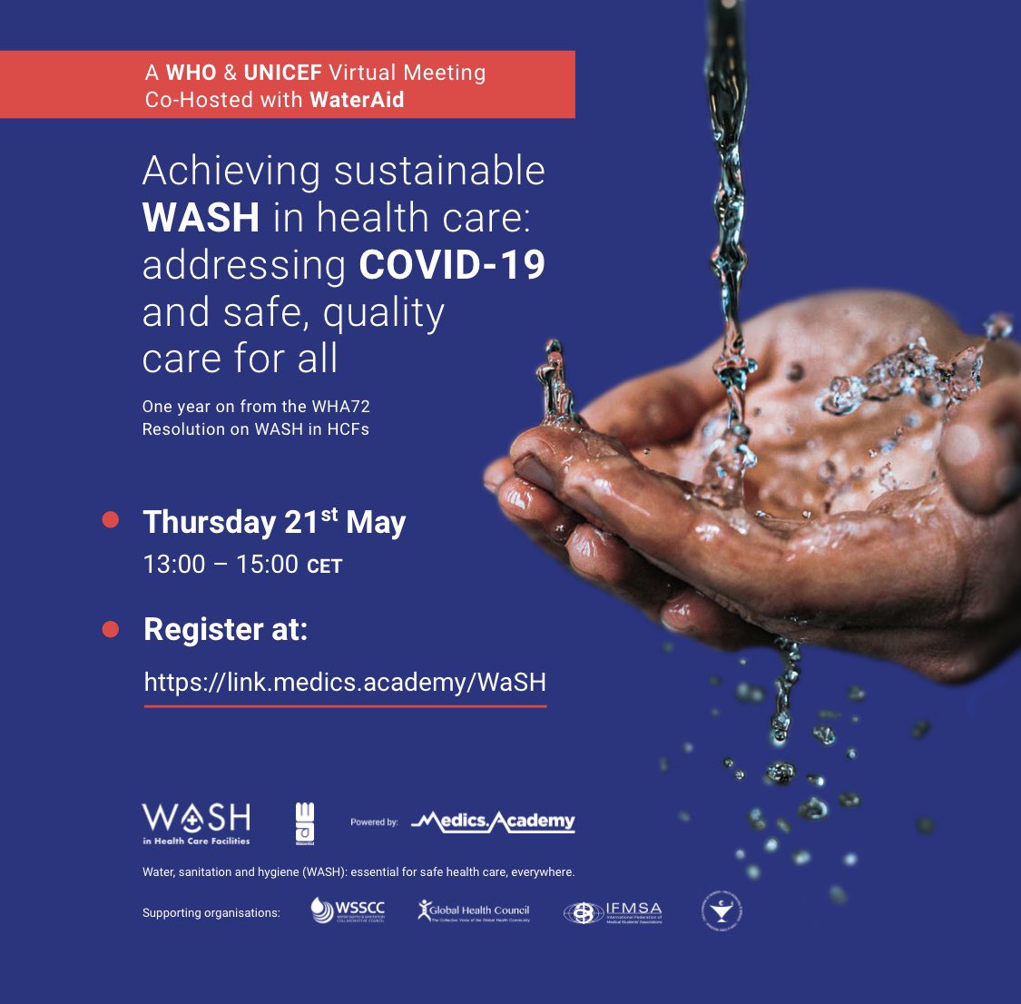 WASH_FOR_HEALTH's tweet image. @WHO @UNICEF meeting 21 May includes progress updates &amp;amp; breaking global news, with high profile speakers from Ethiopia, Ghana, Hungary, Liberia and Malaysia &amp;amp; interventions/contributions from a number of partners @IFMSA @WSSCCouncil @ICNurses @GlobalHealthOrg #R2RWASHinHCF #WHA73