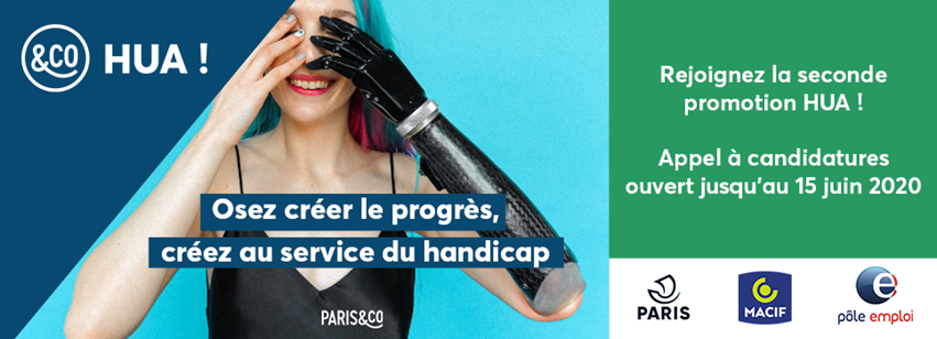 #Appelàcandidatures HUA ! jusqu'au 15 juin.
L'#innovation au service du #Handicap et de l'#accessibilité
Rejoignez notre 2ème promotion de #startups
Un programme <a href="/Paris_and_Co/">Paris&Co</a>  soutenu par la Ville de <a href="/Paris/">Paris</a> et ses membres @GroupeMacif et @poleemploi_IDF 
…ndidatures.incubateurs.parisandco.com/fr/challenges/…
