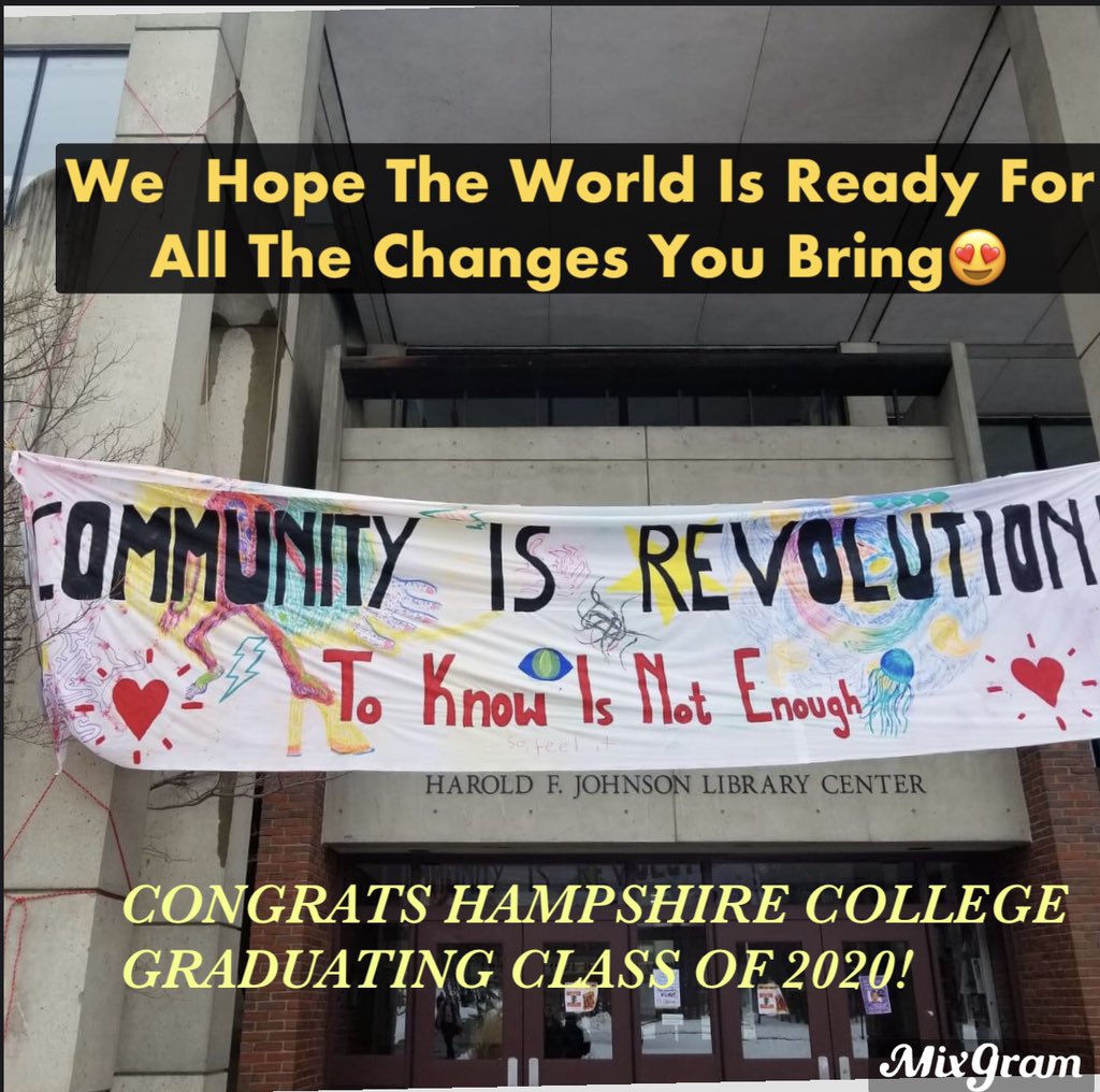 HampshireColle1's tweet photo. Congrats graduates and faculty! Thank you to all who love @hampshirecolg ! If you missed because #div4ward doesn’t mean you can’t still donate to keep Hampshire viable with a solid endowment❤️ https://t.co/PWkj18f6Ob