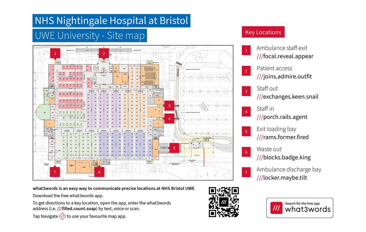 NHS Nightingale Bristol addressed using what3words