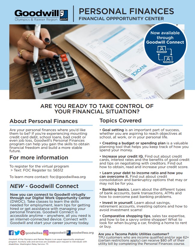 DanielleT253's tweet photo. Goodwill is providing some amazing free personal finance classes! #free #finance #communityresource #PowerUpPierce #QuarantineFriendly #RemoteLearning https://t.co/s7YCrEmuZm