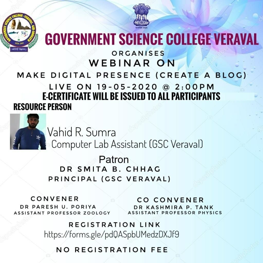 VahidSnackeyes's tweet photo. Thanks you #gscv Government Science College Veraval for this such a wonderful opportunity. Thanks to all participants and my co-workers special thanks to Principal Ma'am. https://t.co/QbPDwe1yae