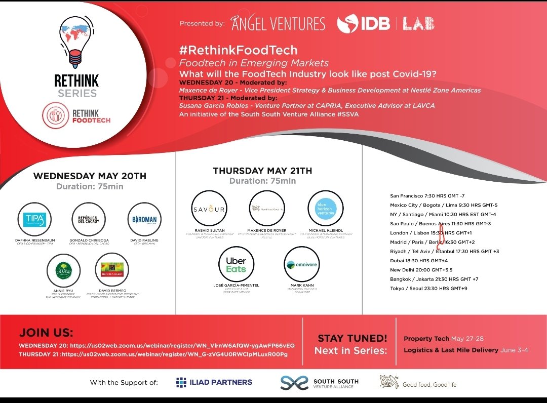 AVM_Mex's tweet photo. #RethinkFoodTech🚀 Starting tomorrow! Join us with @TIPACorp, @RepdelCacao, @VidaBirdman, @TheJackfruitCo and @NaturesHeart_EC for exclusive insights about #FoodTechInEmergingMarkets Moderated by Maxence De Roger(@Nestle)👇🏻https://t.co/RP6eatqAaC https://t.co/nnrcjgY8Hz