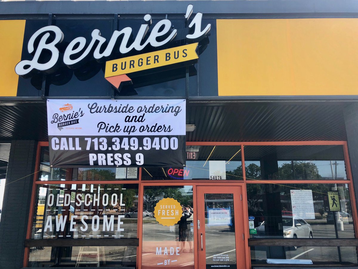 Open for your curbside, take out, delivery, and patio seating! We know you’re going crazy at home, take a trip to see your pal Bernie in Bellaire. We’ll bring the burgers 🤩🍔.