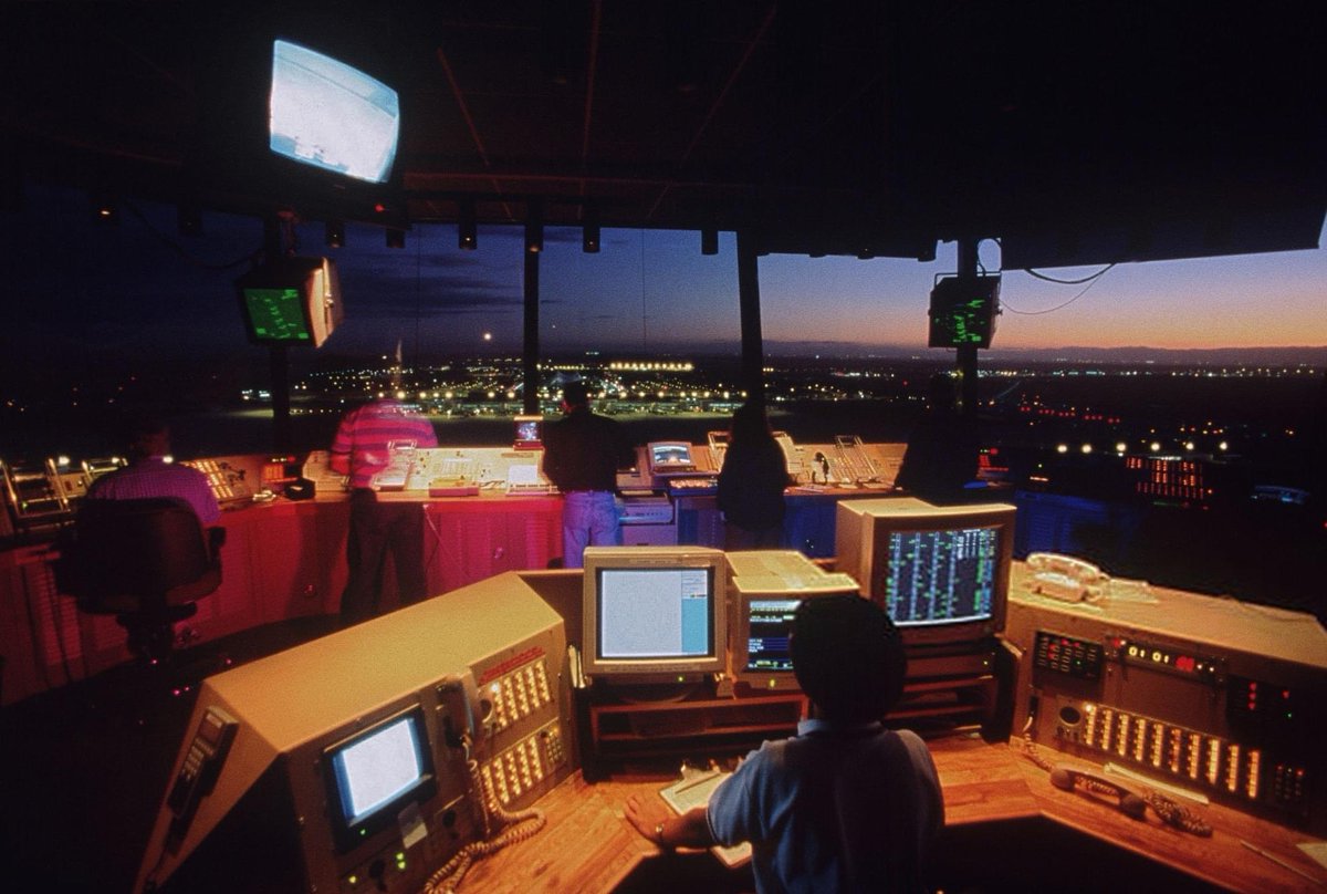 SemiconductorWv's tweet photo. FAA control tower 1996, Photo by Blaine Harrington III⁠ https://t.co/RG35uGpquF