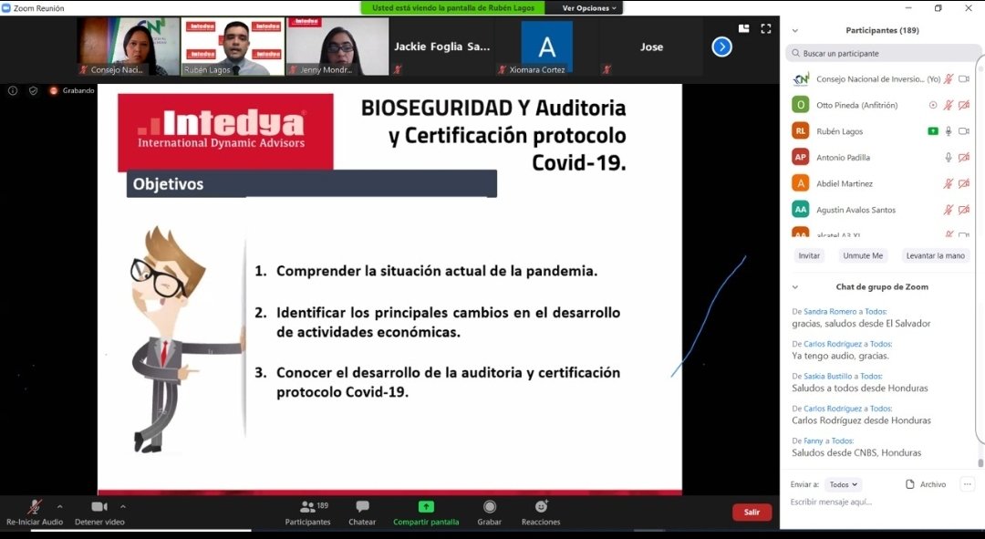 CNI_HN's tweet photo. +200 personas conectadas ahorita en el webinar "BIOSEGURIDAD, AUDITORÍA Y CERTIFICACIÓN PROTOCOLO COVID19". 
Conociendo como gestionar la auditoría y certificación para la #reactivación de sus negocios, con medidas controladas, respaldadas y auditadas, por el #bienestar de todos. https://t.co/UhzCtRAoWj