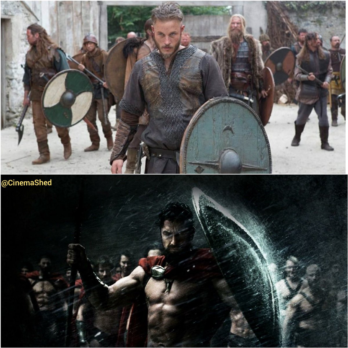 Earl Ragnar Lothbrok hears about the treasures in Sparta and takes 300 Vikings for his raid.

A Spartan scout reports the threat to King Leonidas and he readies his army to do battle.

300 Vikings vs 300 Spartans, who wins? 🤔