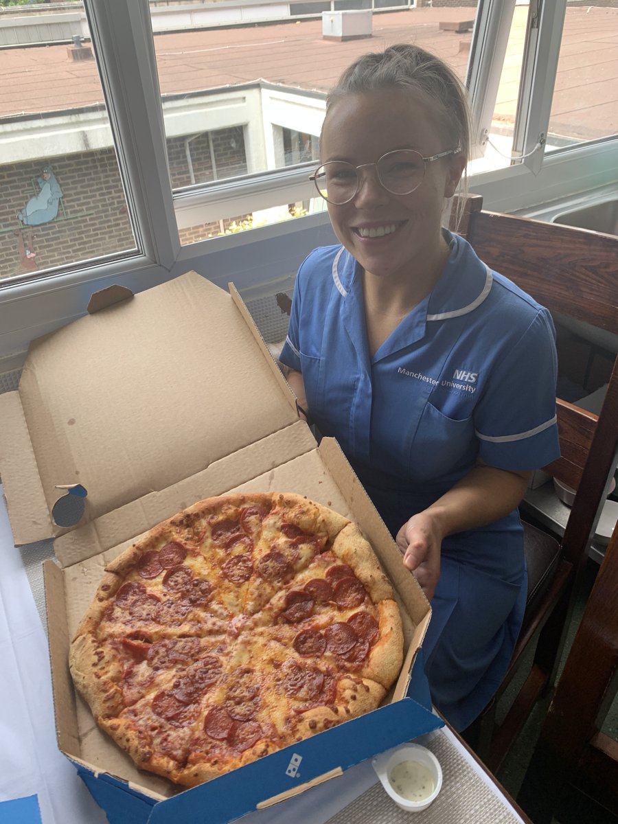 AmbuEurope's tweet photo. There was certainly some happy faces after a tasty delivery was made to @WythenshaweHosp ENT Ward F9. 

The gift was from Claire, Rachel and Harry at Ambu to show their appreciation for incredible job they are doing each day. 

Thank you !! 👏👏

#ambupizza #reallifeheroes https://t.co/tU8arVw305