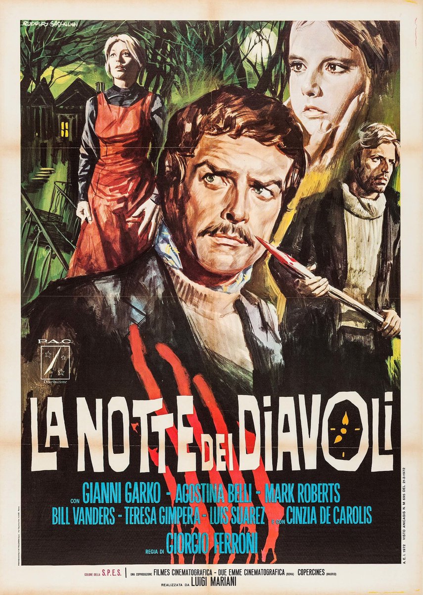 #NightOfTheDevils #HorrorMovies #ItalianCinema #ItalianMovies #ItalianHorror #ForeignHorror #70sMovies #70sHorror #ClassicHorror #ClassicCinema #Vampires #VamprieMovies #Posters #CoverArt #GiorgioFerroni #GianniGarko #AgostinaBelli #GiorgioGaslini