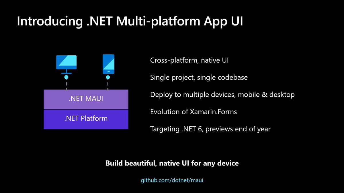 jssuthahar's tweet photo. .NET Multi-platform App UI:

.NET Core and Xamarin together in one base class library and toolchain.

https://t.co/2RwSro6FVs

#MSBUILD #MSDEVBUILD #MSBUILD2020 #Xamarin #XamairnQA https://t.co/akiGBcEJ6x