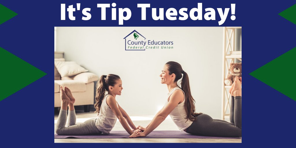 CountyEducators's tweet photo. It's #TipTuesday! A great way to stay healthy is to start an at-home workout routine. You can even make it a whole #FamilyAffair if you get the kids involved! ๐ช
#CountyEducatorsFCU #HealthyLifestyle #NewJersey #PlainfieldNJ #WarrenNJ https://t.co/wc1eQAbqRc