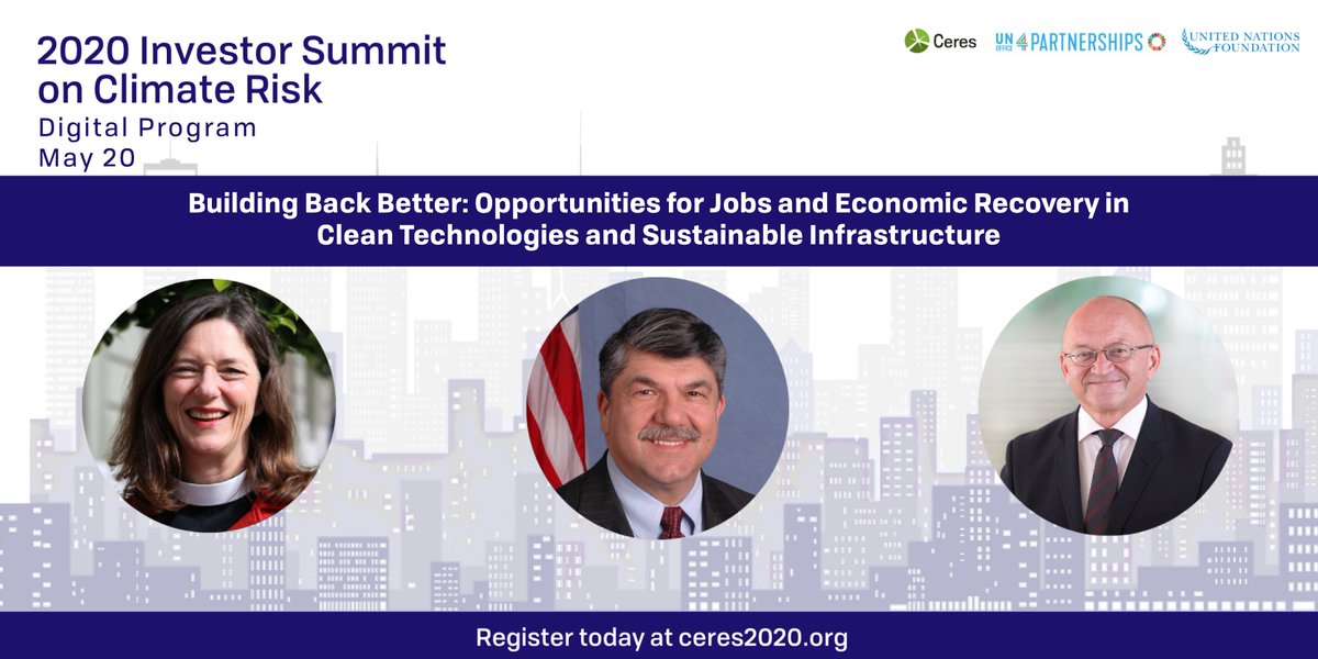 CeresNews's tweet photo. Hear from @RichardTrumka of @AFLCIO, Torben Möger Pedersen of @PensionDanmark &amp; Ceres' Kirsten Spalding to explore opportunities for clean technologies and sustainable infrastructure as governments map out  #COVID19 recovery plans. #BuildBackBetter
https://t.co/gS1HE7Uu5x https://t.co/3GhgyOFFQ5