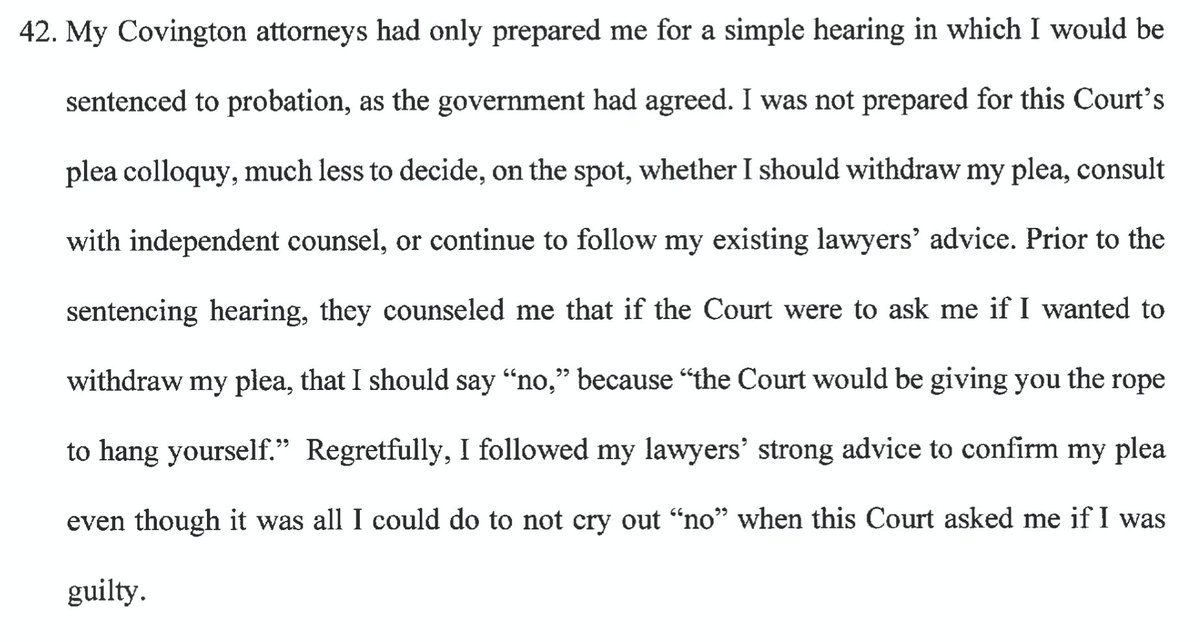 "Regretfully, I followed my lawyers' strong advice to confirm my [guilty] plea even though it was all I could do not to cry out "no" when this Court [Sullivan] asked me if I was guilty"Is this perjury?