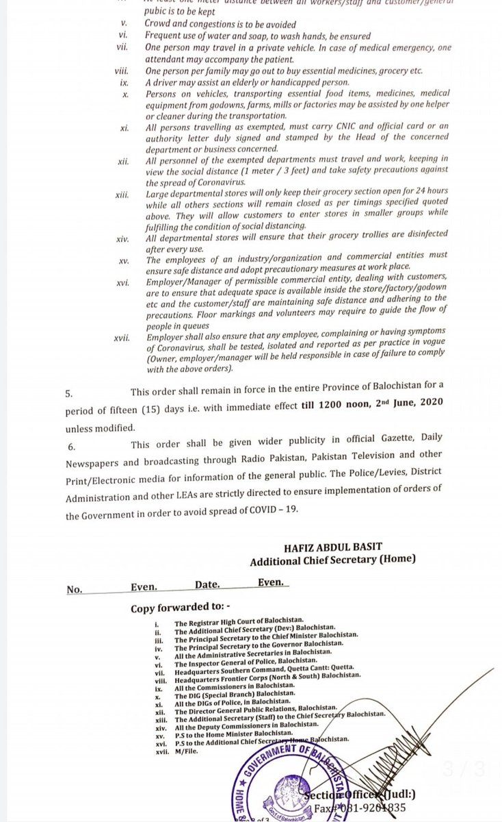 dpr_gob's tweet photo. Department of Home and Tribal Affairs, Government of Balochistan, in view of the preventing spread of coronavirus, safety of ppl and rapidly increasing number of cases throughout the province, Smart Lockdown has been extended till 12 noon on June 2, 2020.
#DGPR
#COVID19 https://t.co/4O7ZBF8ufT
