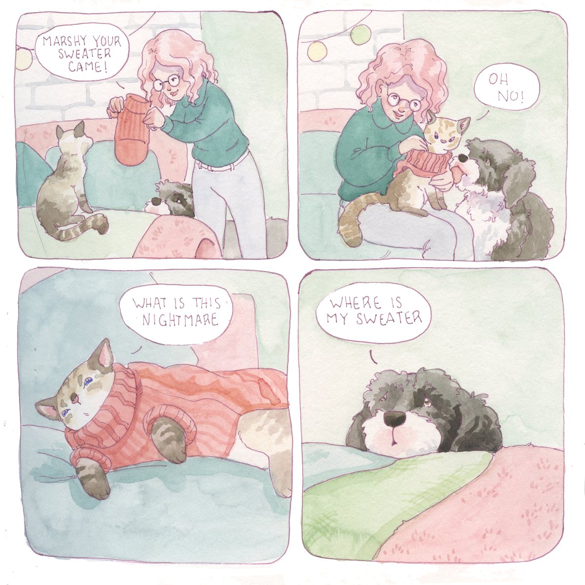 Sweater

Show me pictures of your pets wearing clothes!

#therufflifecomic 